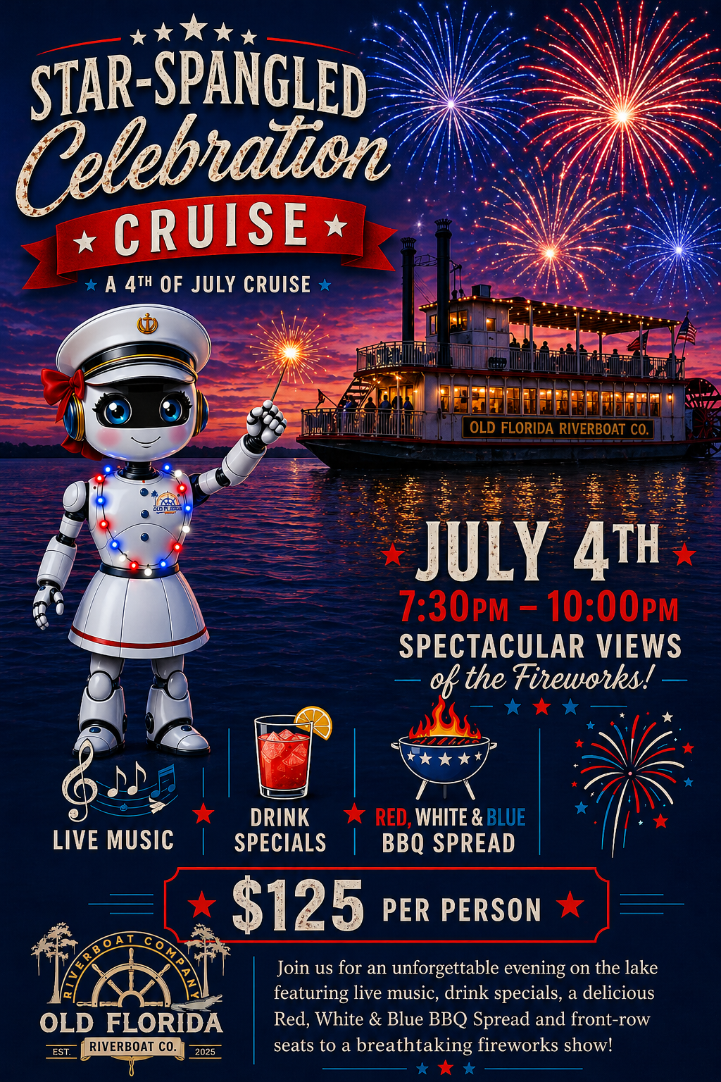 Image 1 of Event: Star Spangled 4th of July Cruise Old Florida Riverboat Company
