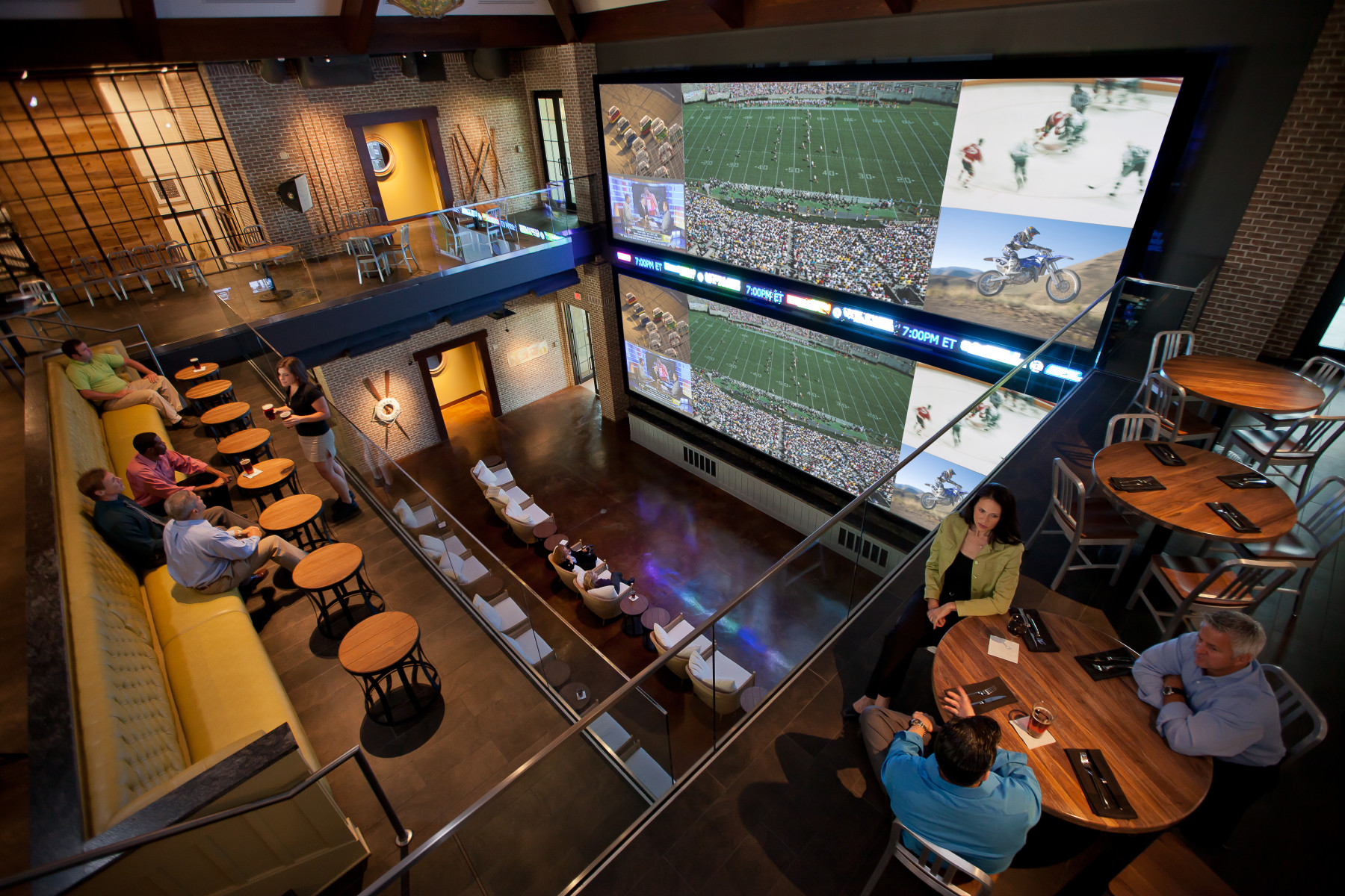 Two-story sports screens inside Wreckers