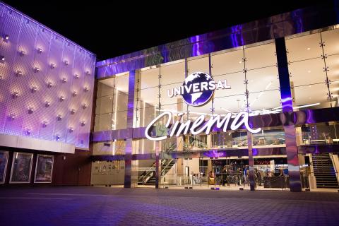 Full-framed photo of the exterior of Universal Cinema at CityWalk.