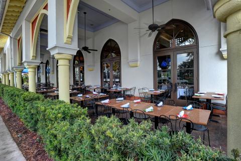 Outdoor dining available for lunch and dinner.
