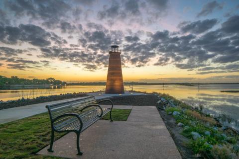 The lighthouse at Kissimmee Lakefront Park.