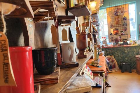 Shelves of pottery in Downtown Kissimmee