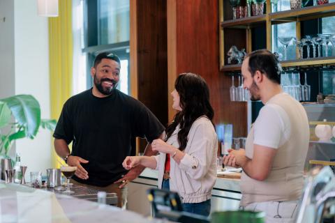 Jordan Howlett and Jen Bonner at Salt and Cellar within the ette hotel.