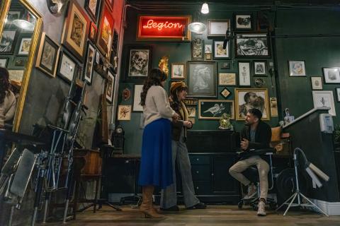 Keiko Lynn and Jen Bonner meet with Legion, owner of Fallen Sparrow Tattoo Co.