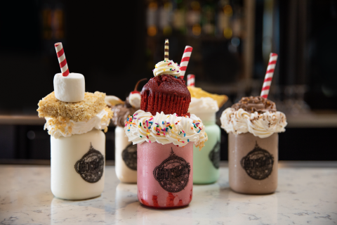 Milkshakes on a table at Toothsome Emporium in CityWalk