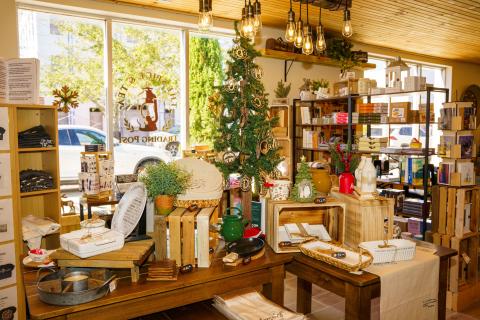 A display of teas, spices, and unique gifts inside the Spice & Tea Exchange in Downtown St. Cloud, Florida.