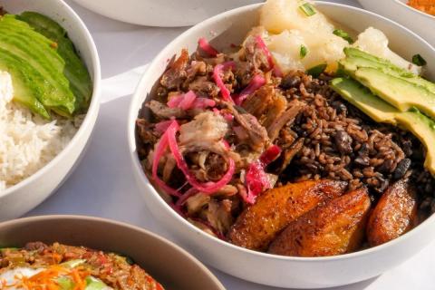 Bowls of Cuban food