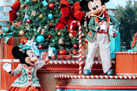 Mickey Mouse and Minnie Mouse perform at the Magic Kingdom near Kissimmee