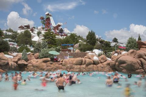 Wave pool and water slide at Disney's Blizzard Beach water park