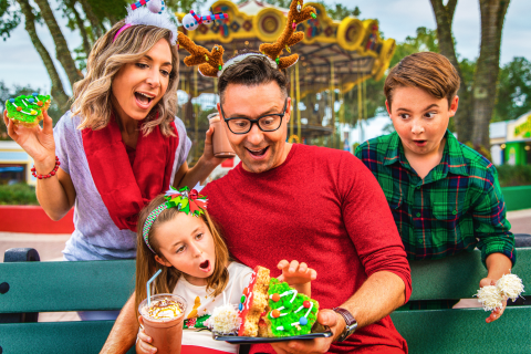 A family is excited about holiday treats.