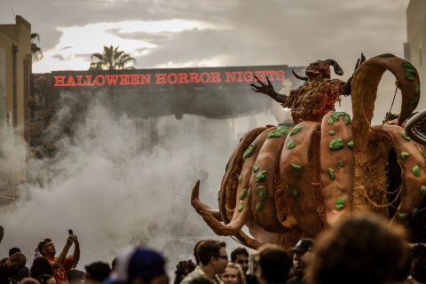 Exterior shot of a halloween event at Universal Orlando Resort.