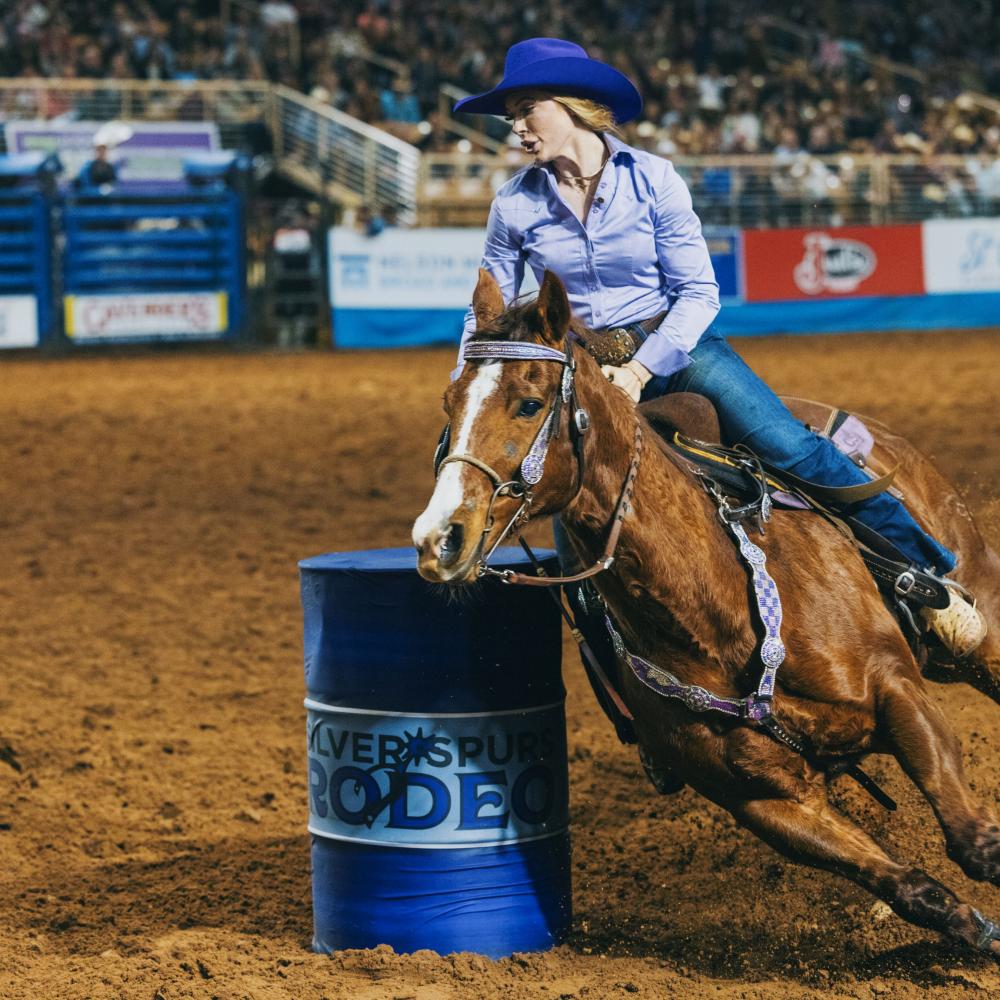 Cowgirl at Silver Spurs Rodeo.