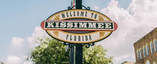 Welcome sign for Downtown Kissimmee, Florida