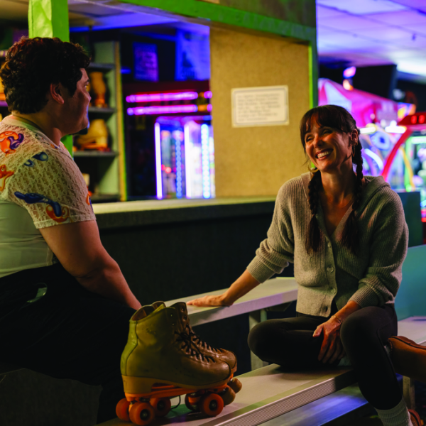 Jen Bonner and Harvey Guillen at Skate Reflections