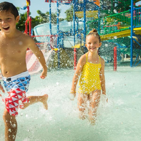 Children play and splash in the water at LEGOLAND® Water Park in Winter Haven, Florida, located just a short drive from Kissimmee.