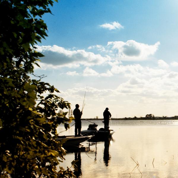 A father and son fishing in Central Florida.